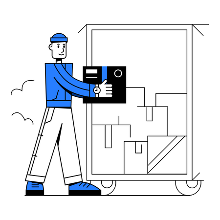 Man putting packages in a truck  Illustration