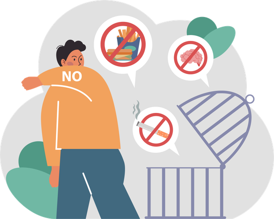Man quit Toxic and dangerous dependence  Illustration