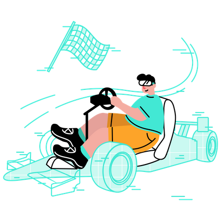 Man racing in metaverse  Illustration