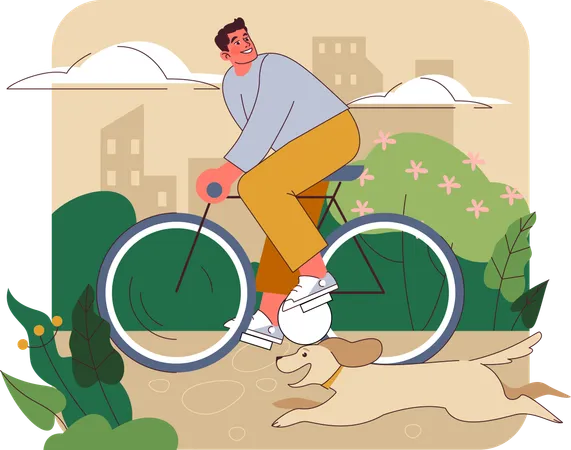 Man racing with dog  Illustration