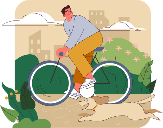 Man racing with dog  Illustration