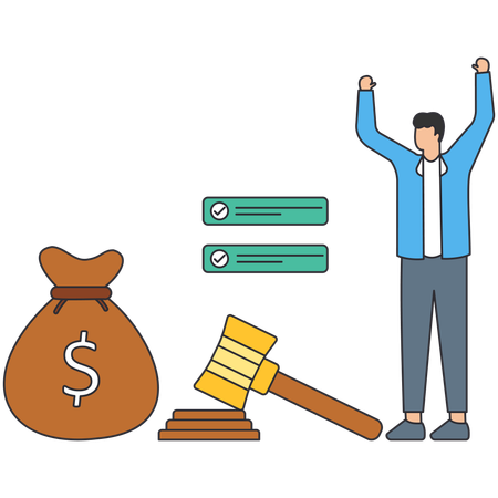 Man raised hand while showing Business Rules  Illustration