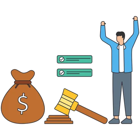 Man raised hand while showing Business Rules  Illustration