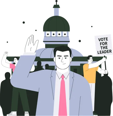 Man raised his hand and campaign for vote  Illustration