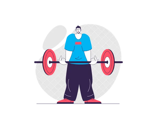 Man raises barbell  Illustration