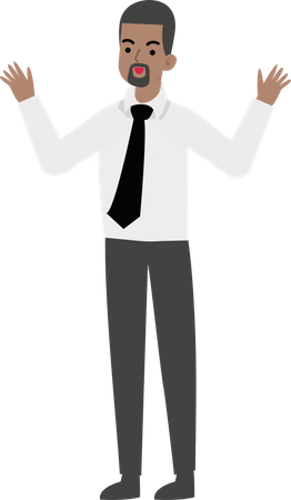 Man Raising Both Hands  Illustration