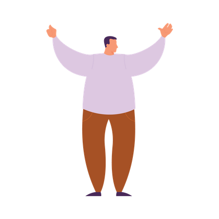 Man raising both hands  Illustration