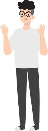 Man Raising Both Hands  Illustration