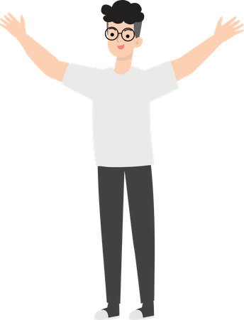 Man Raising Both Hands  Illustration