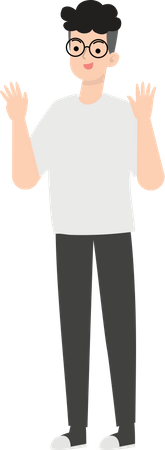 Man Raising Both Hands  Illustration