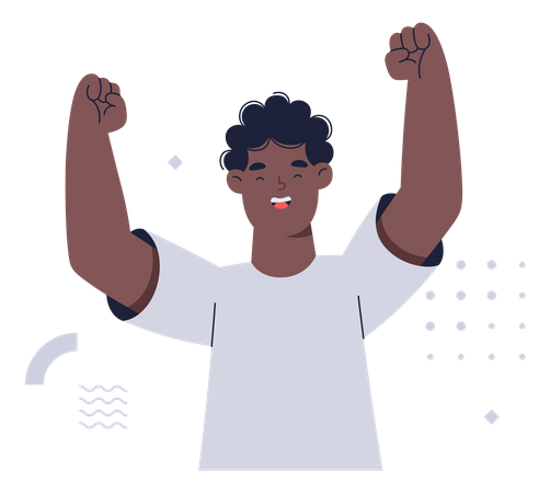 Man Raising Both Hands In Air  Illustration