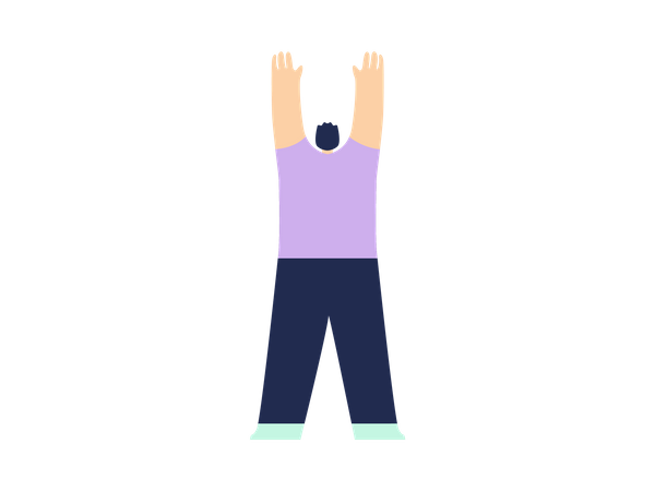 Man raising both hands up  Illustration