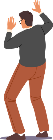 Man raising hands and surrendering  イラスト