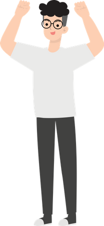 Man Raising Hands  Illustration