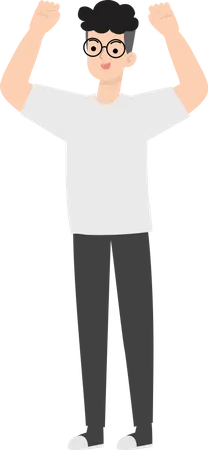 Man Raising Hands  Illustration