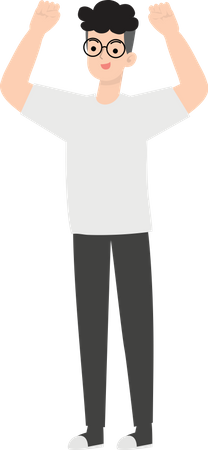 Man Raising Hands  Illustration