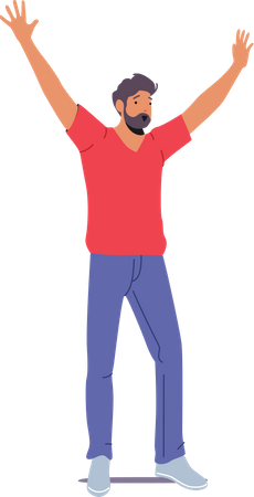 Man raising hands in the air  Illustration