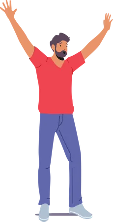 Man raising hands in the air  Illustration