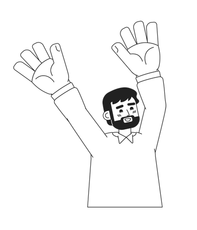 Man raising hands up  Illustration