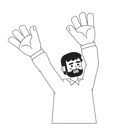 Man raising hands up  Illustration