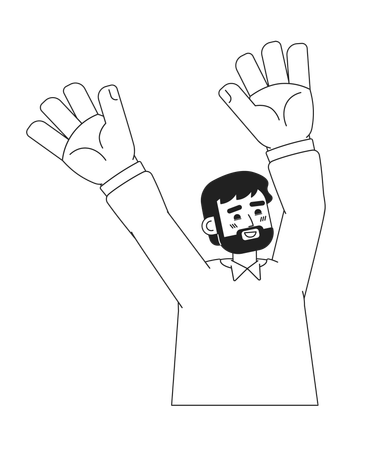 Man raising hands up  イラスト