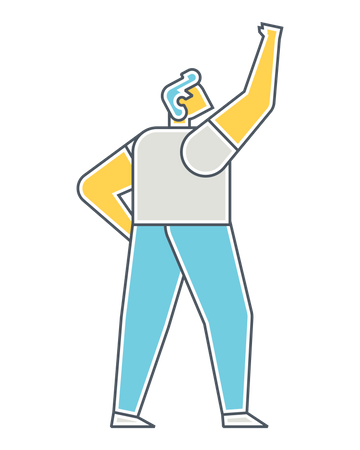 Man raising his arm in air Illustration