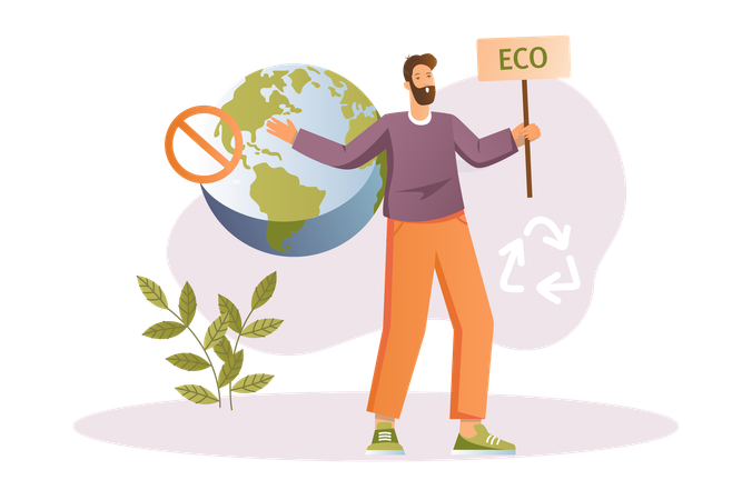 Man rallies and promotes eco ideas  Illustration