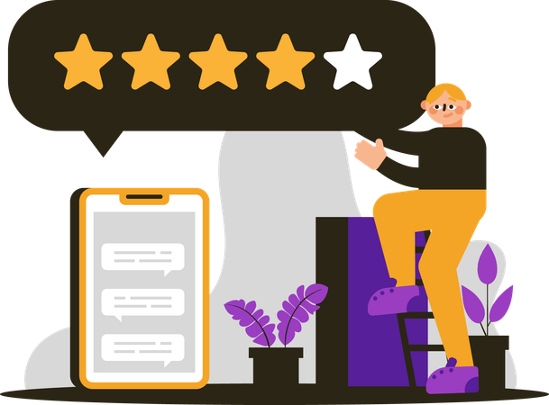 Man rating four stars  Illustration