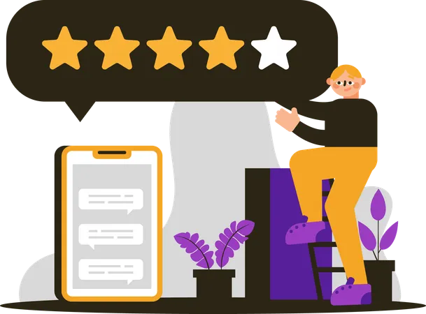 Man rating four stars  Illustration