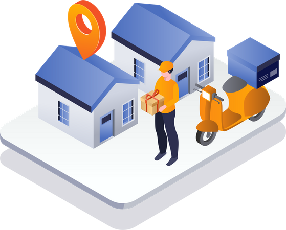 Man reached at delivery location  Illustration