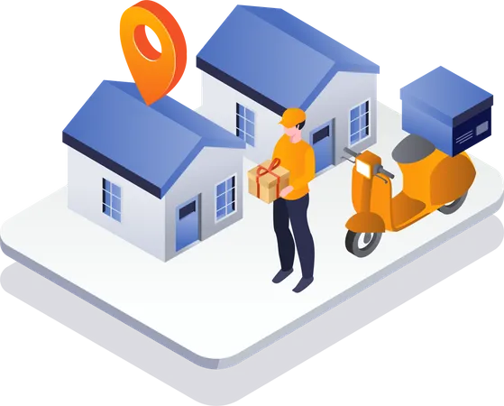 Man reached at delivery location  Illustration