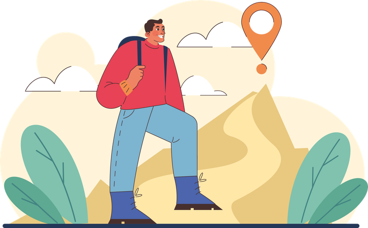 Man reaches at correct location  Illustration