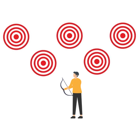 Man reaching business target  Illustration
