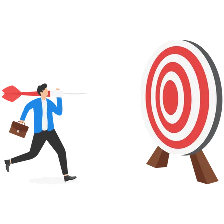 Man Target Achievement Or Success And Reaching For Target And Goal Concept Businessman Win The Business Strategy Illustration