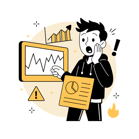 Man Reacting to Market Fluctuation  Illustration