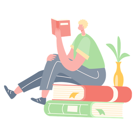 Man Read Book  Illustration
