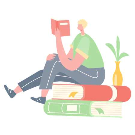 Man Read Book  Illustration