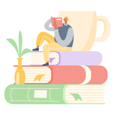 Man Read Book  Illustration