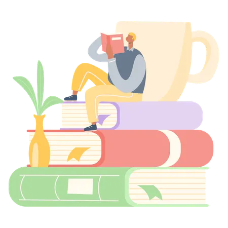 Man Read Book  Illustration