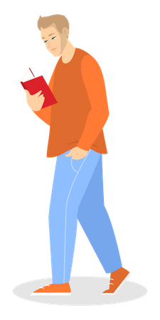 Man read book while walking  Illustration