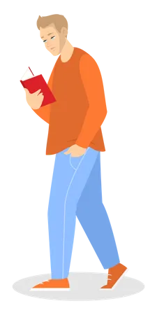 Man read book while walking  Illustration