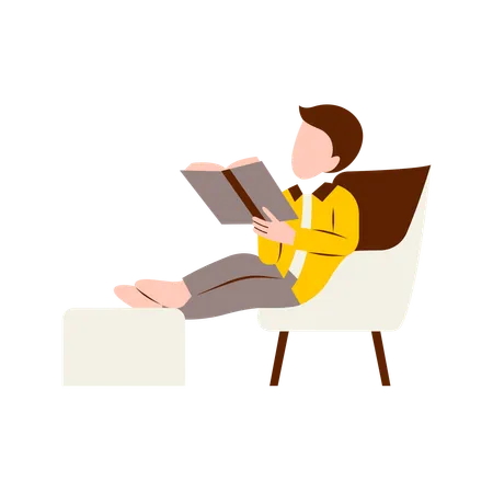 Illustration Of Man Reading Book Illustration