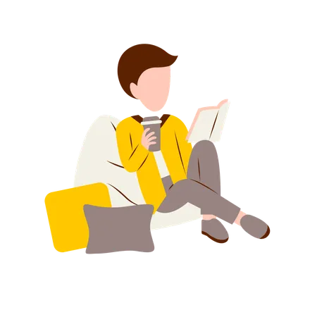 Man Reading Book  Illustration