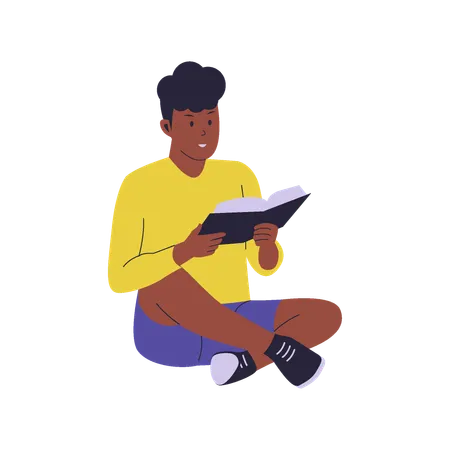 Vector Character Of Man Sitting Relaxed While Reading A Book Vector Flat Illustration Illustration