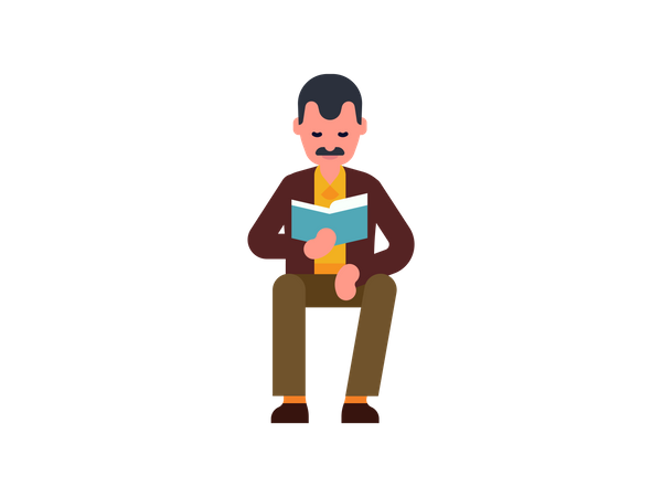 Man reading book Illustration