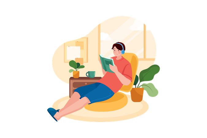 Man reading book Illustration