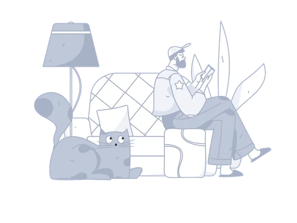 Man reading book at home  Illustration