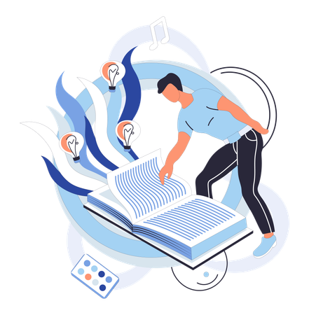 Man reading book for creative knowledge  Illustration