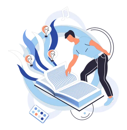 Man reading book for creative knowledge  Illustration