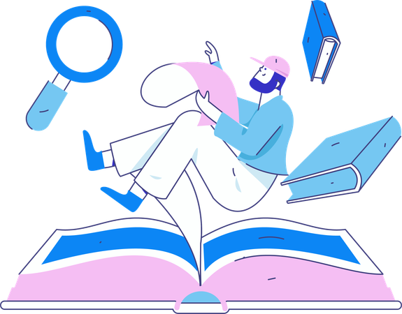 Man reading book for exam preparation  Illustration